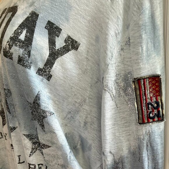 Boho-Chic French Linen Tie Dye Tunic, Sunday, sz XXL, Starry Blue Color - Picture 5 of 12